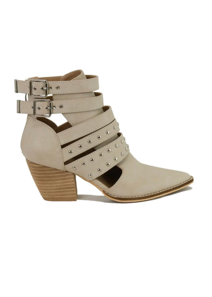 Studded Strap Booties - Sand
