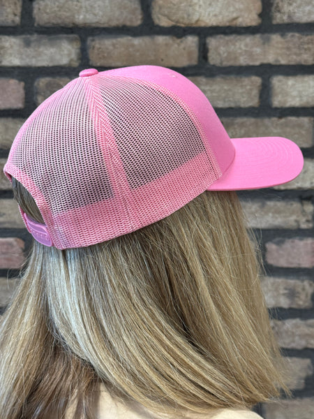 SK Embroidered Retro Trucker Cap - Pink