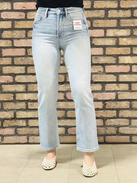 Tummy Control Straight Crop Jeans - Light Wash