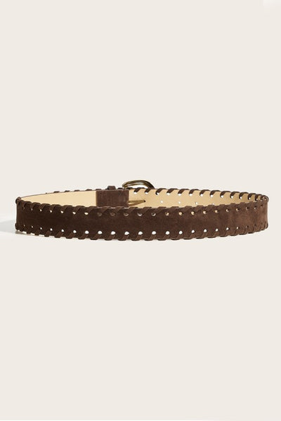 Vintage braided brass pin buckle belt - Brown