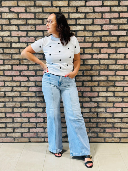 Polka Dot Shell Pullover - White