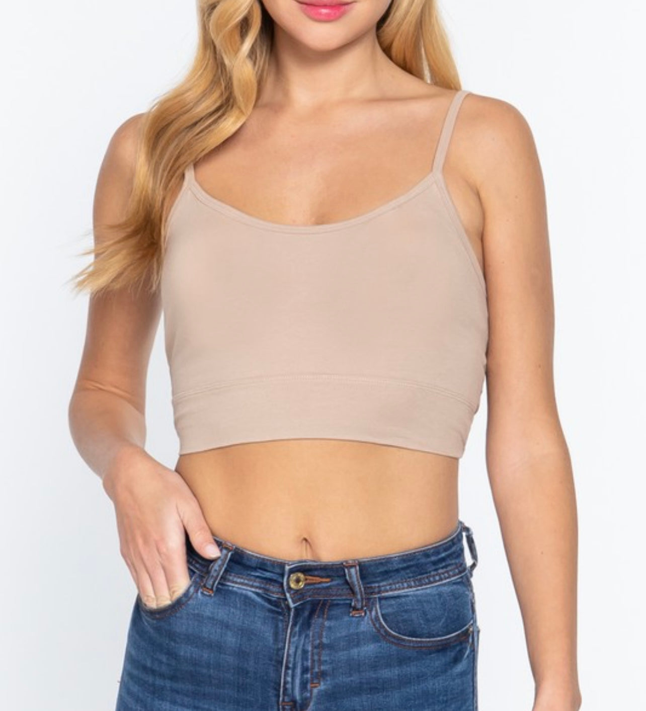 Twisted Back Cami Crop Top - Coconut Taupe