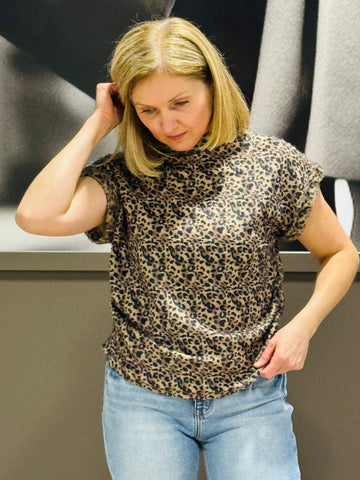 Side Elastic Detail Top - Mocha Leopard
