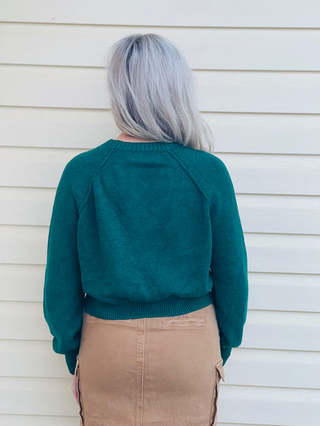 Melange Raglan Sweater - Hunter Green