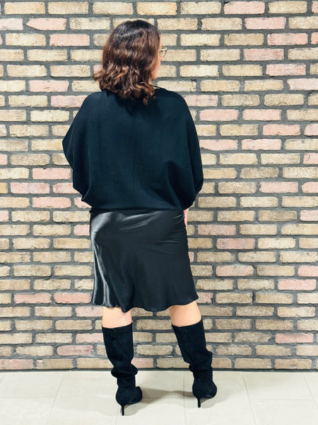 V-Neck Dolman Sweater - Black