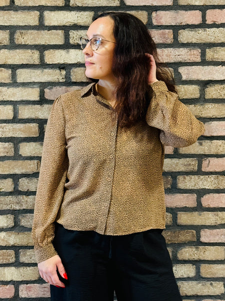 Button Down Chiffon Shirt - Camel