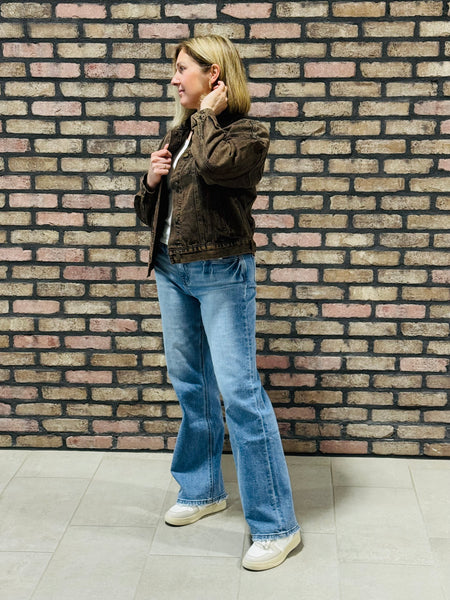 Vintage Denim Trucker - Brown Black