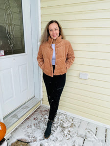 Corduroy Puffer Jacket - Camel