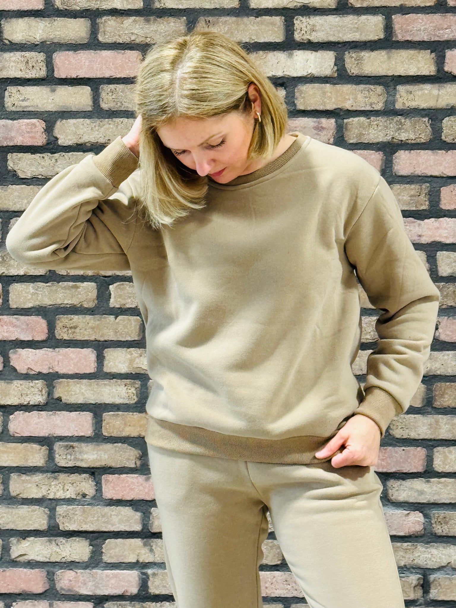 Fleece Crewneck Pullover - Taupe