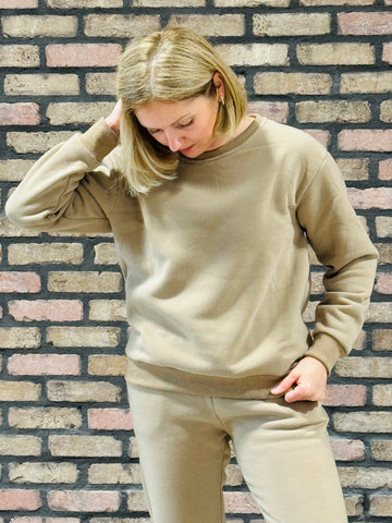 Fleece Crewneck Pullover - Taupe