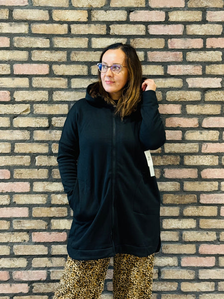 Longline Hooded Jacket - Black