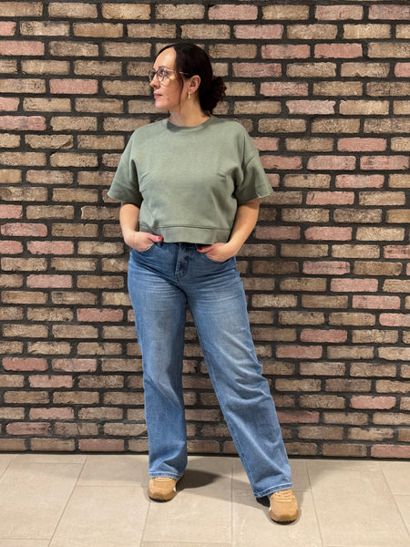 Short Sleeve Sweatshirt - Olive