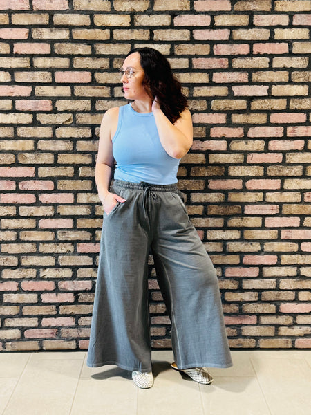 French Terry Pants - Ash Black