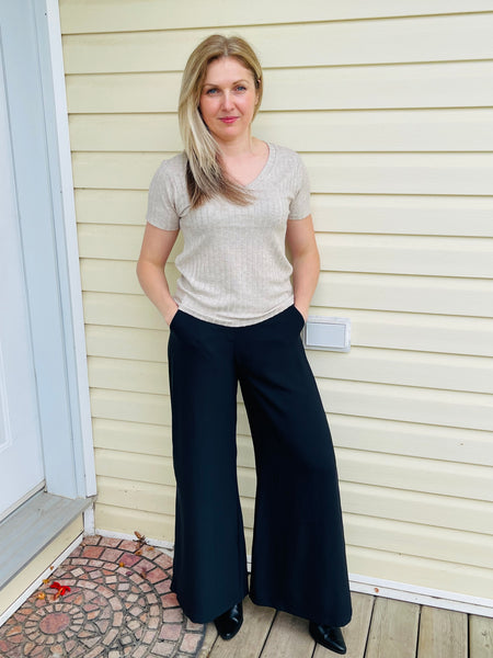 Wide Leg Dress Pants - Black