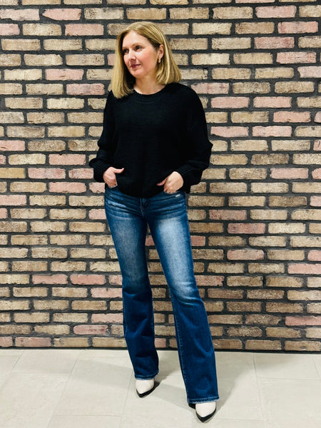 Oversized Balloon Sleeves Sweater - Black