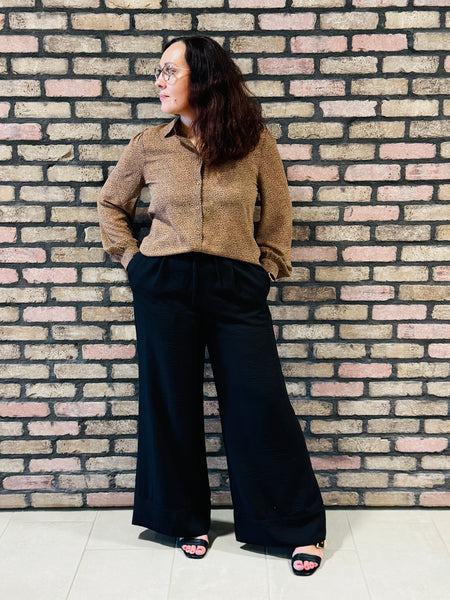Button Down Chiffon Shirt - Camel