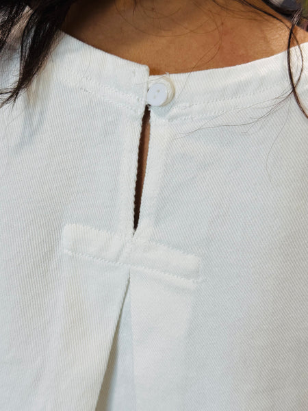 Sleeveless Denim Top - White