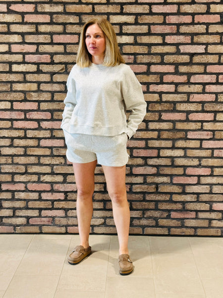 Fleece Sweatshirt & Shorts Set - H Grey