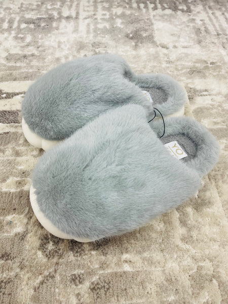 Furry Slippers - Grey