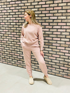 Elevated Contrast Seam Joggers - Rose