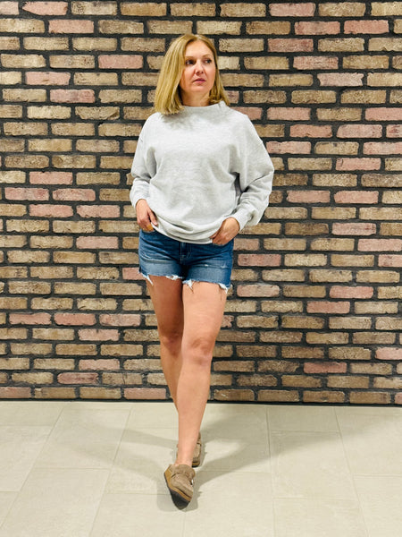 Raw Frayed Hem Denim Shorts - Dark Wash