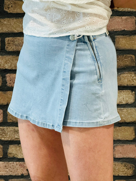 Wrap Front Skort Denim - Light