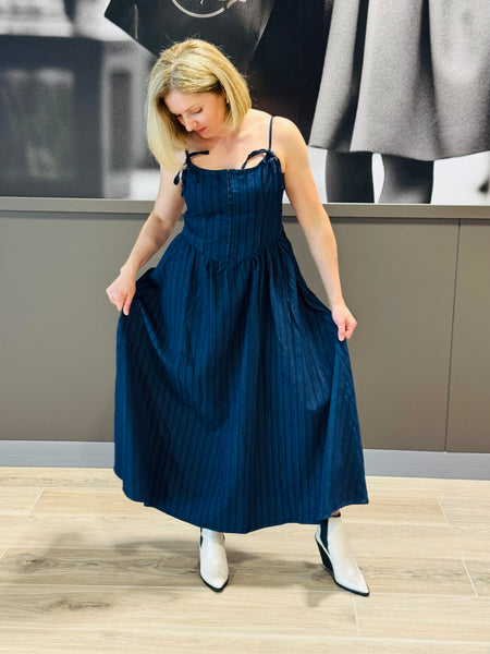 Corset Denim Dress - Dark Wash