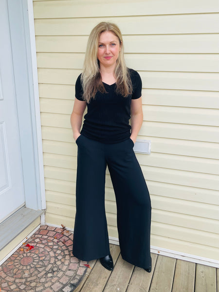 Wide Leg Dress Pants - Black