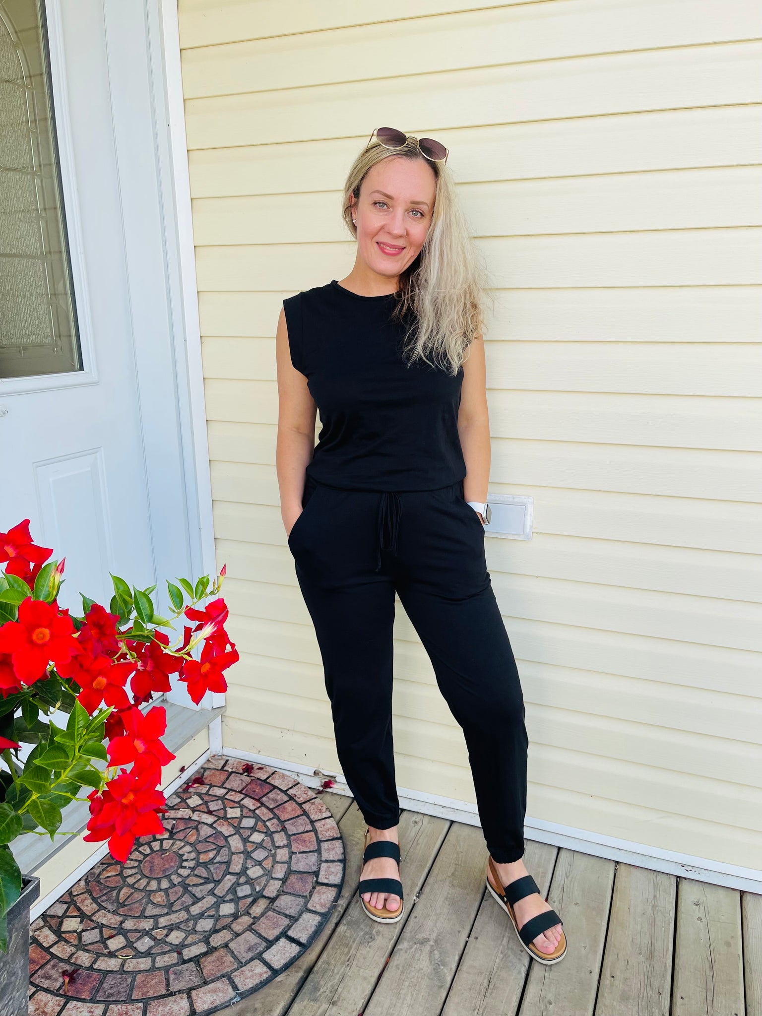 Cap Sleeves Jumpsuit - Black