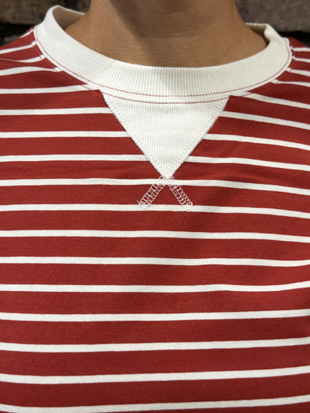 Striped Rib Banded Pullover - Rust