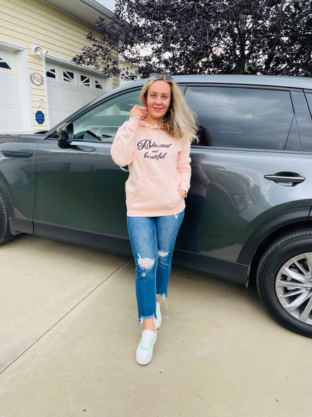 BLESSED AND BEAUTIFUL Graphic Hoodie - Peach