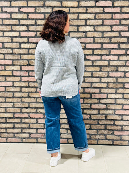 4 Buttons Henley Sweater - H Grey