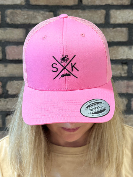 SK Embroidered Retro Trucker Cap - Pink
