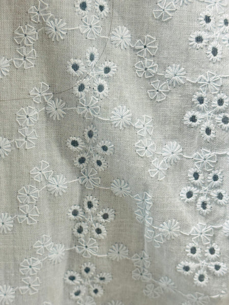 Bubble Hem Cotton Eyelet Top - Ice Blue