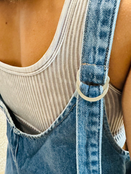 Denim Baggy Jumpsuit - Medium Wash