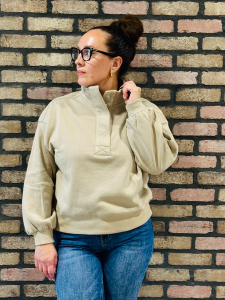 Fleece Half Sleeve Sweatshirt - Ash Mocha