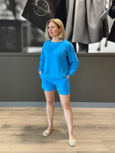 French Terry Pullover and Shorts Set - Ocean Blue