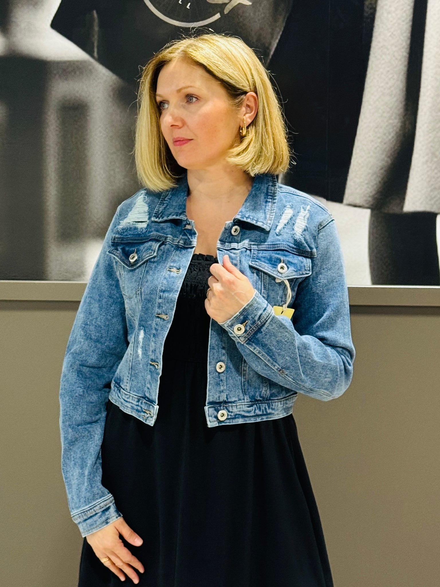 Cropped Denim Jacket - Medium Wash
