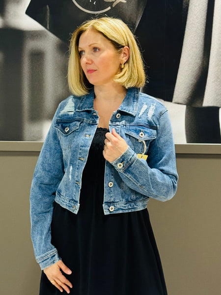 Cropped Denim Jacket - Medium Wash
