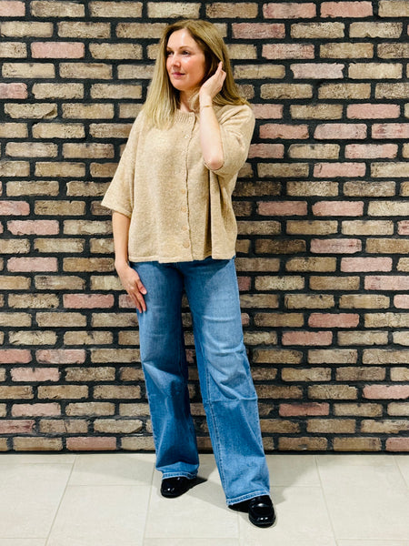 Half Sleeve Cardigan Sweater - H Mocha