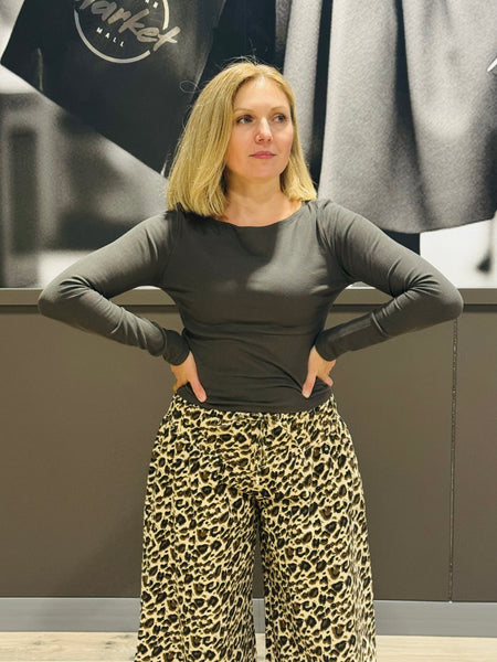Brushed Rib Knit Top - Charcoal