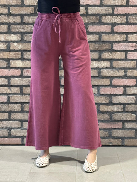 French Terry Pants - Cabernet