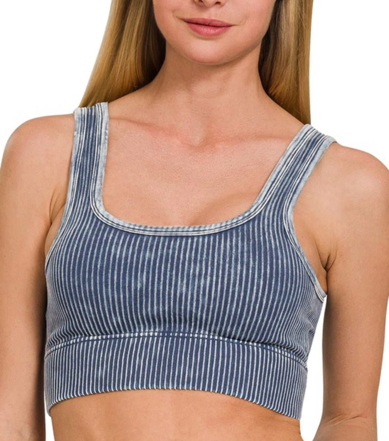 Ribbed Tank Top with Bra Pads - Blackberry
