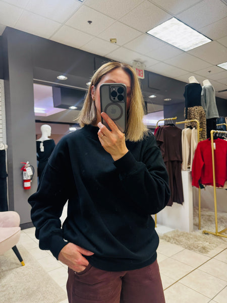 Oversized Mockneck Sweatshirt - Black