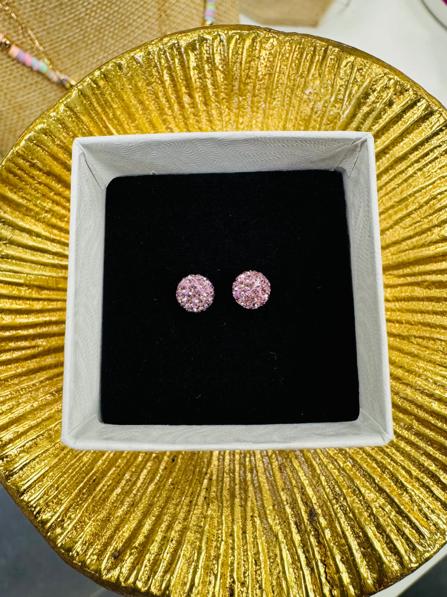Crystal Ball Earrings - Mauve 6mm