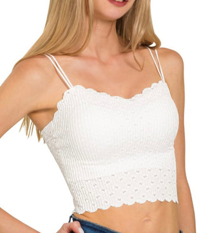 Lace Bralette with Bra Pads - White