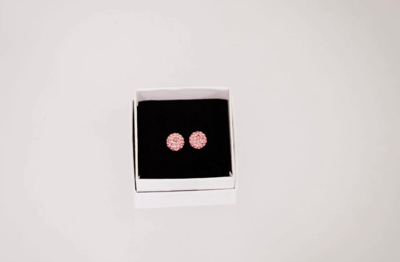 Crystal Ball Earrings - Light Pink 10mm