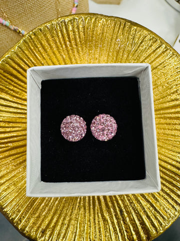 Crystal Ball Earrings - Mauve 10mm