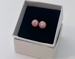 Crystal Ball Earrings - Pink AB 8mm