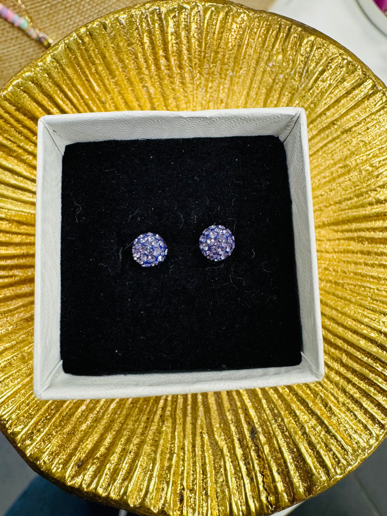 Crystal Ball Earrings - Tanzite 6mm